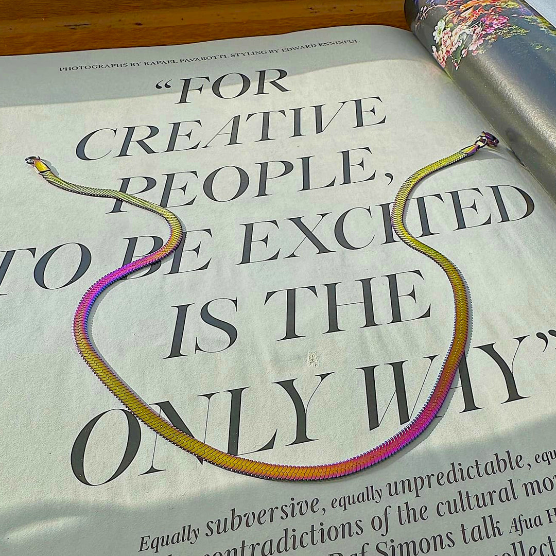 SERPENTINE CIRCUS. Rainbow Snake Chain Necklace