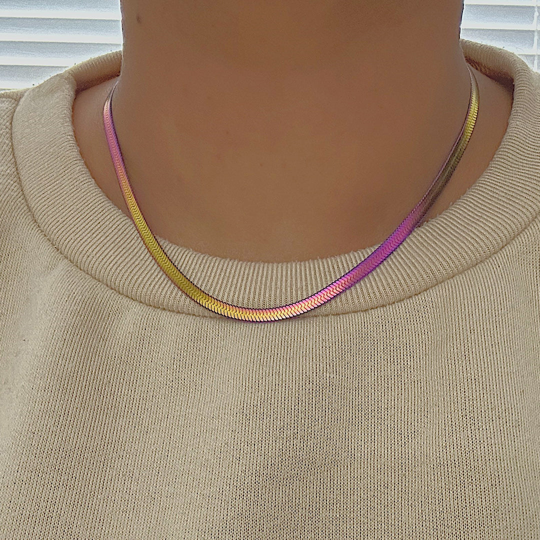 SERPENTINE CIRCUS. Rainbow Snake Chain Necklace