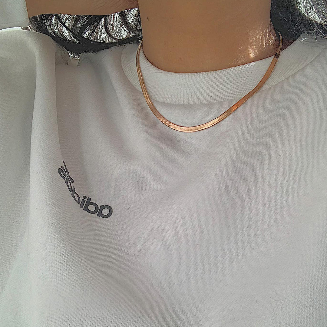 SERPENTINE IROZI. Rose Gold Snake Chain Necklace
