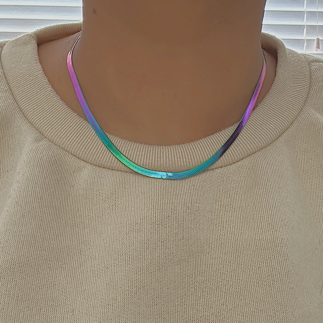 SERPENTINE RHYTHM. Rainbow Snake Chain Necklace