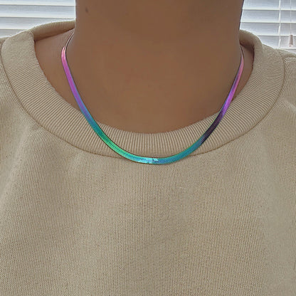 SERPENTINE RHYTHM. Rainbow Snake Chain Necklace IMPERFECT
