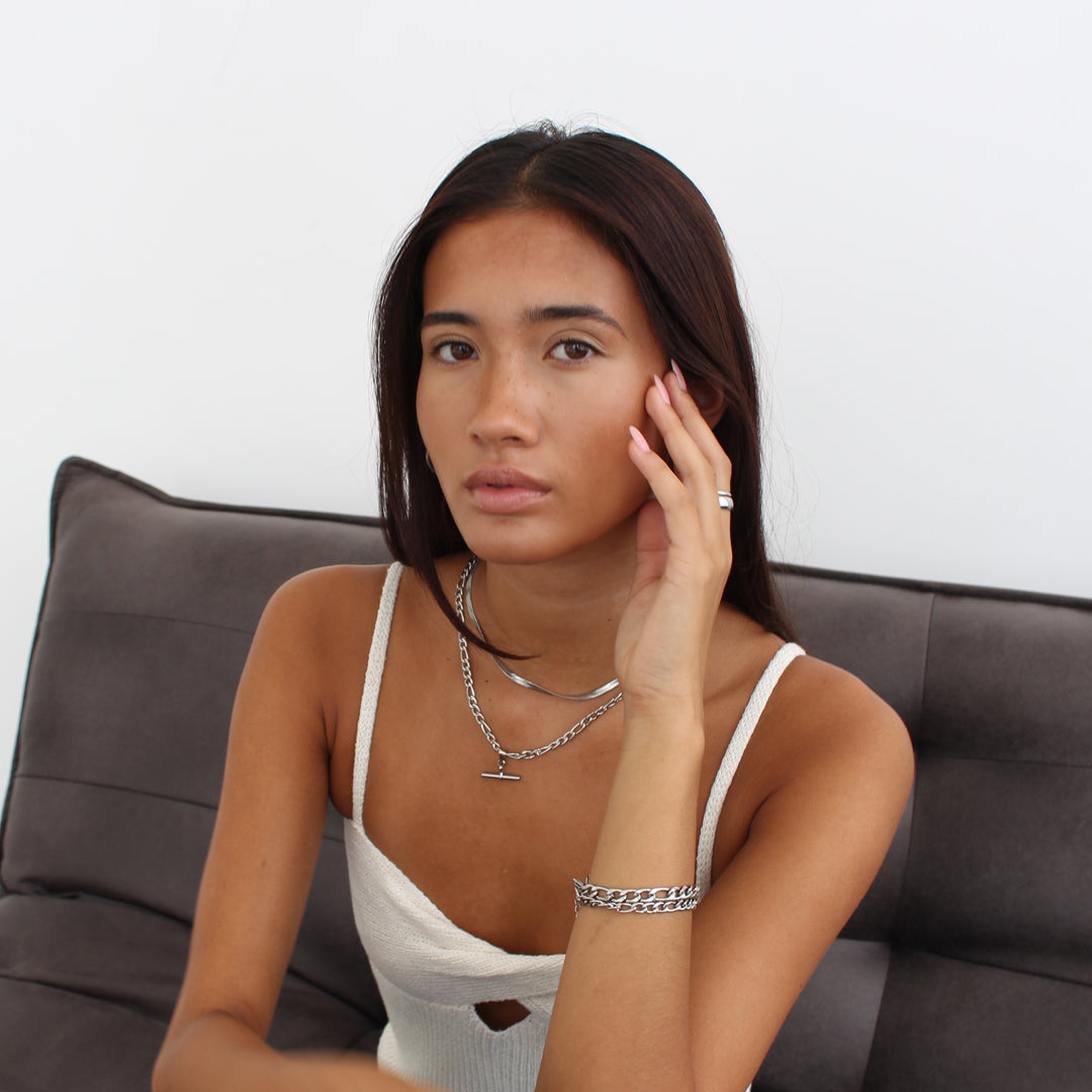 SERPENTINE ARGENT. Silver Snake Chain Necklace