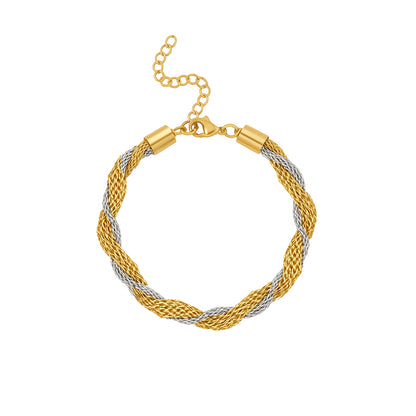 SOVEREIGN. Gold Silver Two Tone Mesh Bracelet