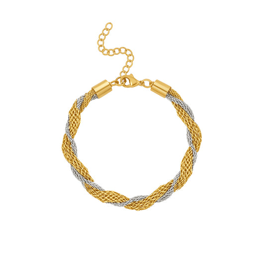 SOVEREIGN. Gold Silver Two Tone Mesh Bracelet