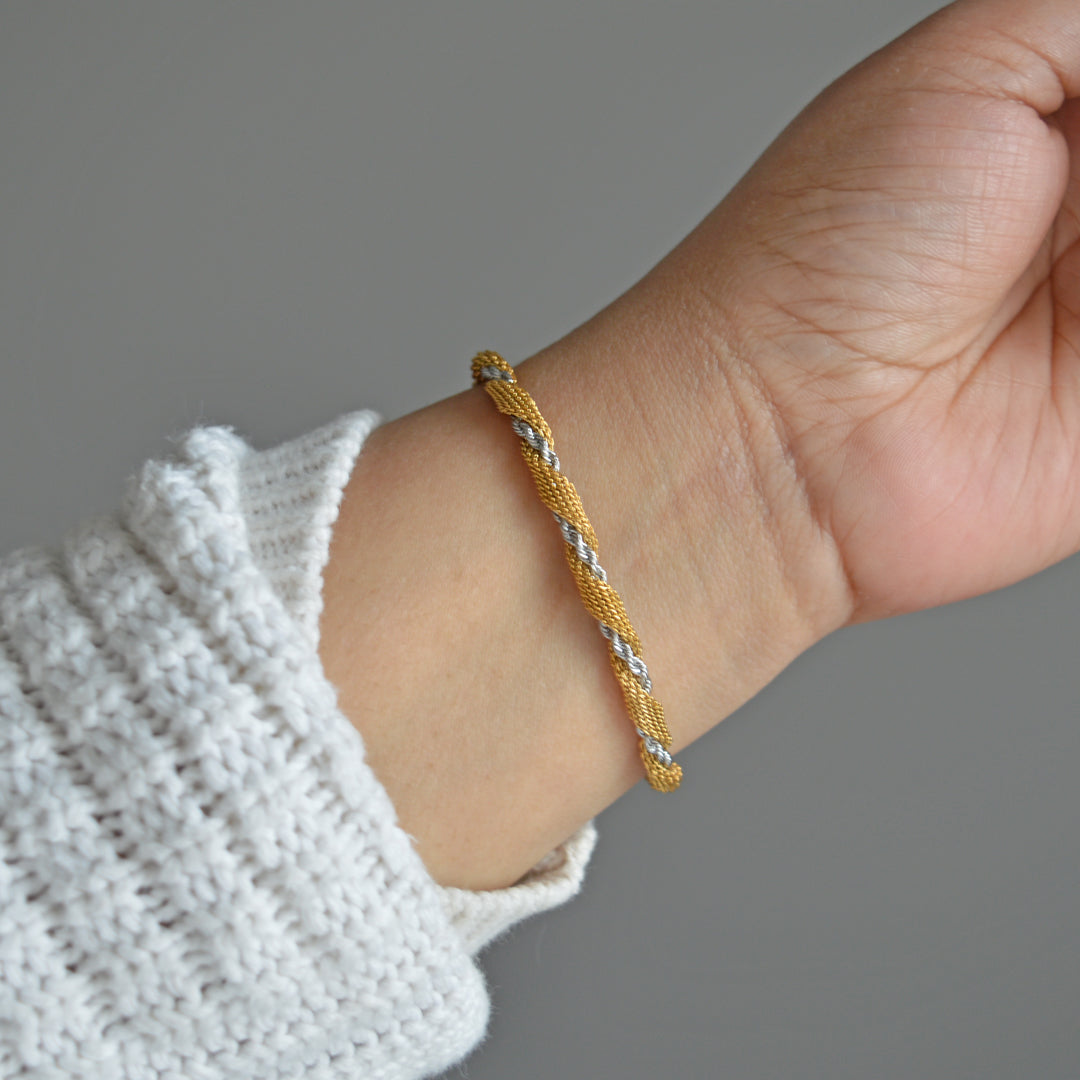 SOVEREIGN. Gold Silver Two Tone Mesh Bracelet