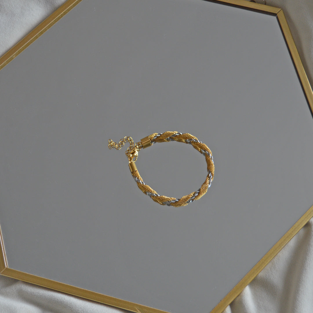 SOVEREIGN. Gold Silver Two Tone Mesh Bracelet