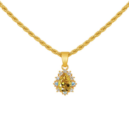 STATELY. Yellow Crystal Teardrop Necklace