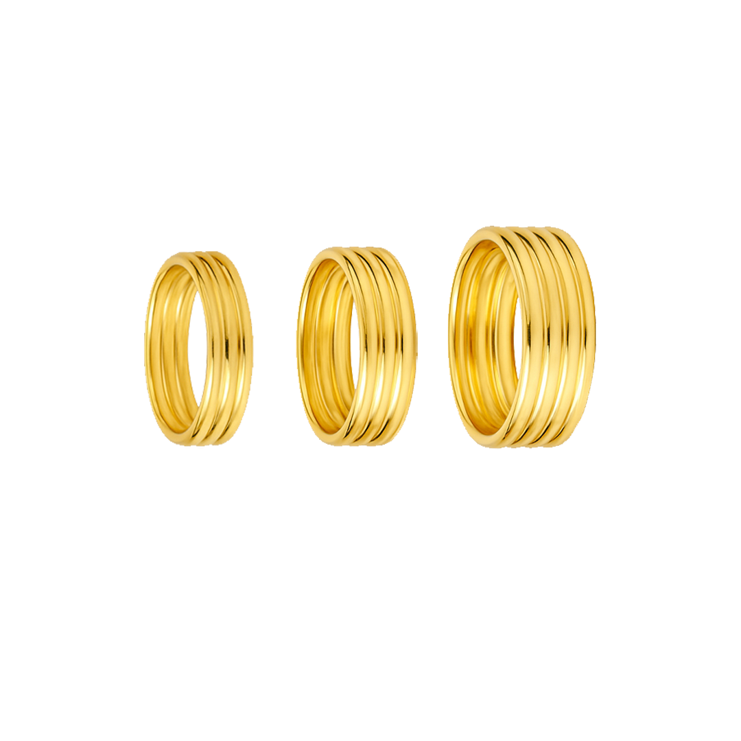 STUDIO 3 x Gold Ribbed Stacking Ring Set