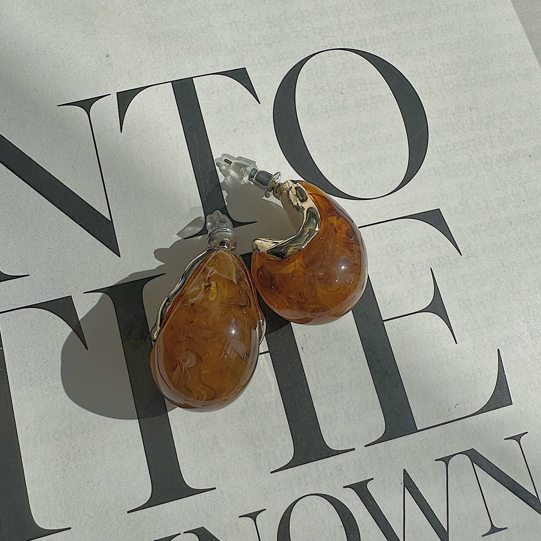 TAWNY. Brown Marble Earrings IMPERFECT