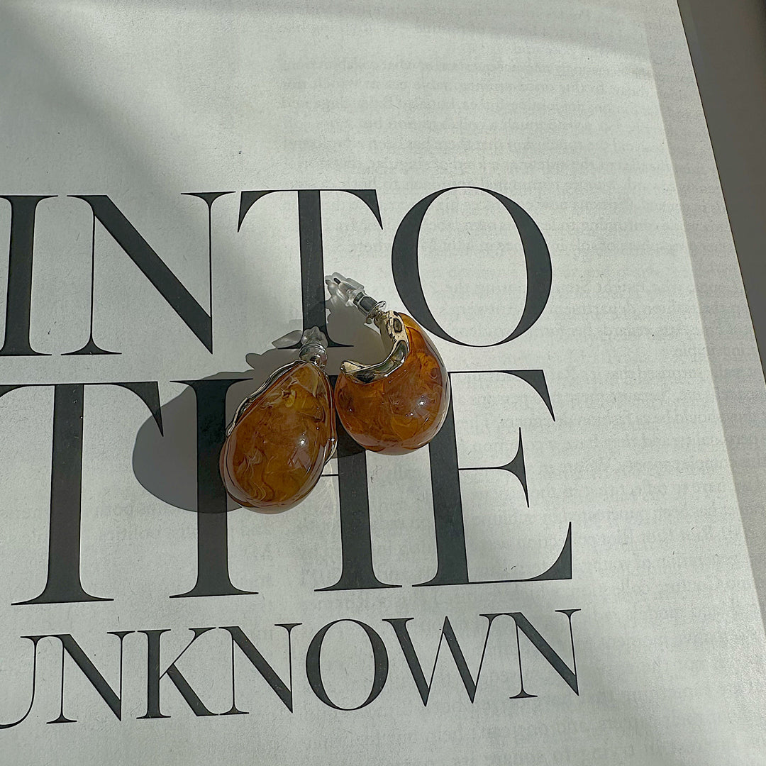 TAWNY. Brown Marble Earrings IMPERFECT