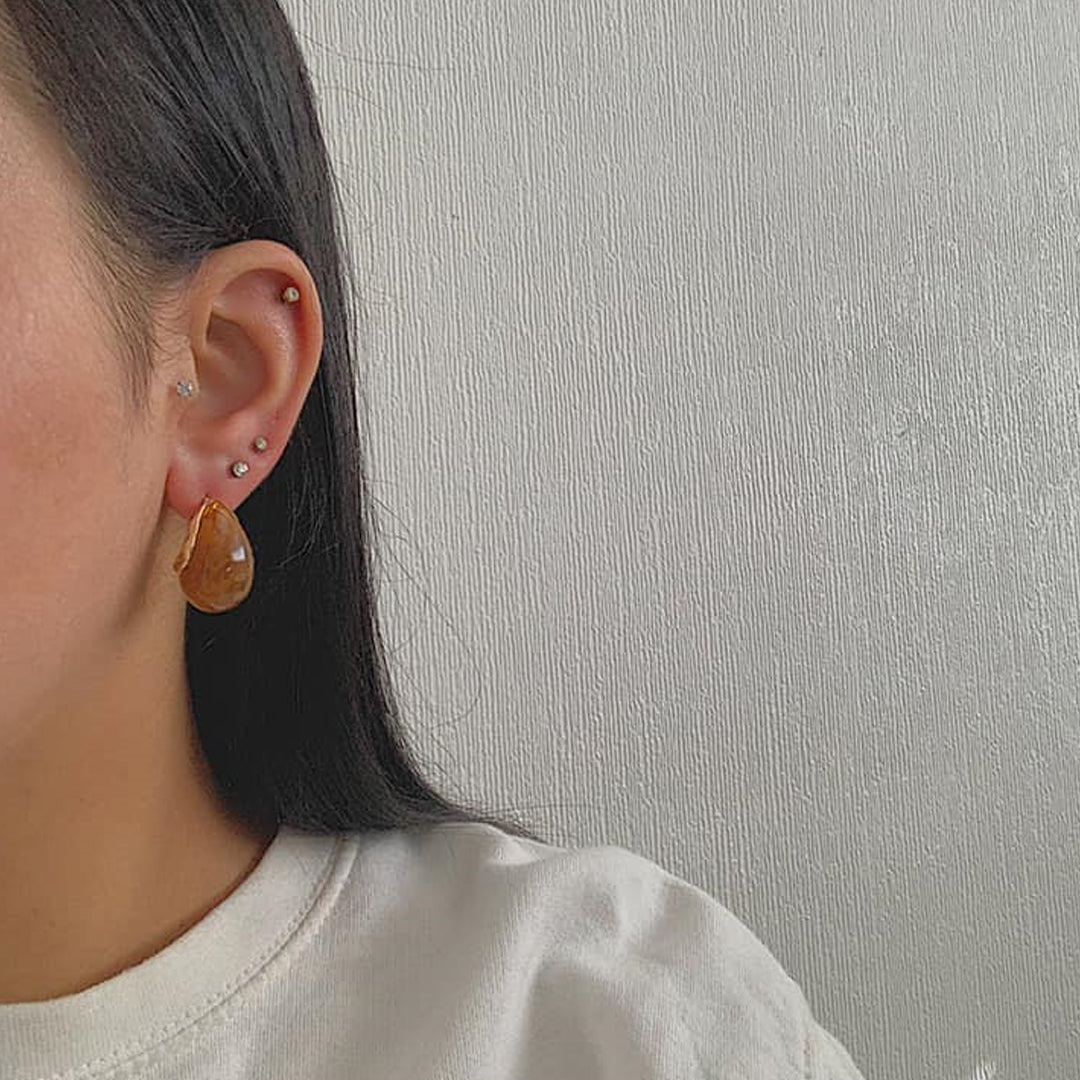 TAWNY. Brown Marble Earrings IMPERFECT
