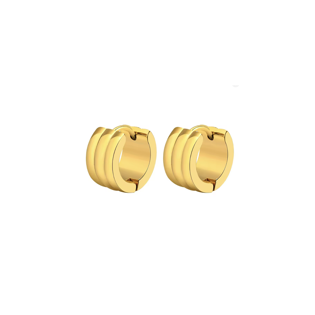 The Row. Gold Mini Ribbed Hoop Earrings