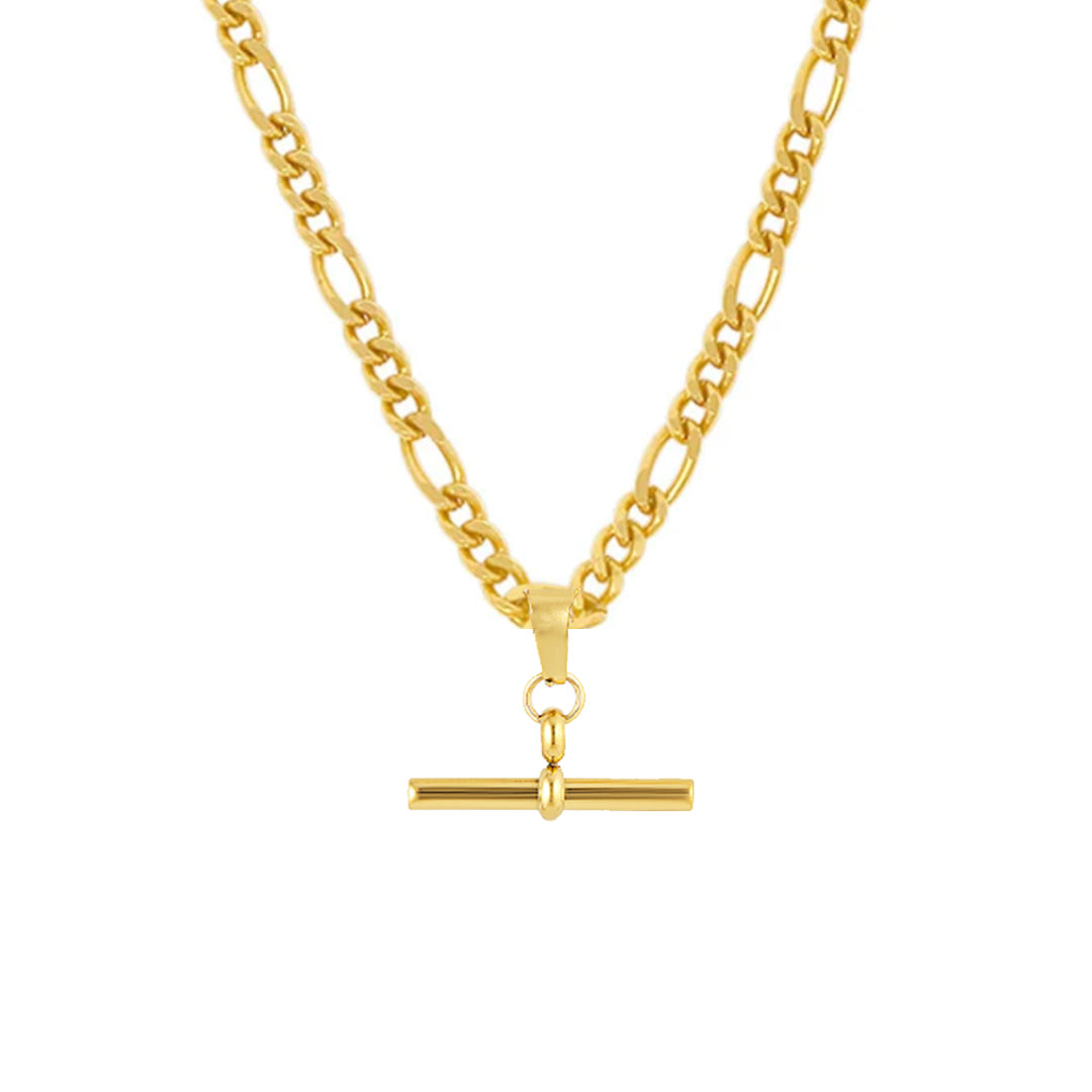 TITAN. Gold T Bar Necklace