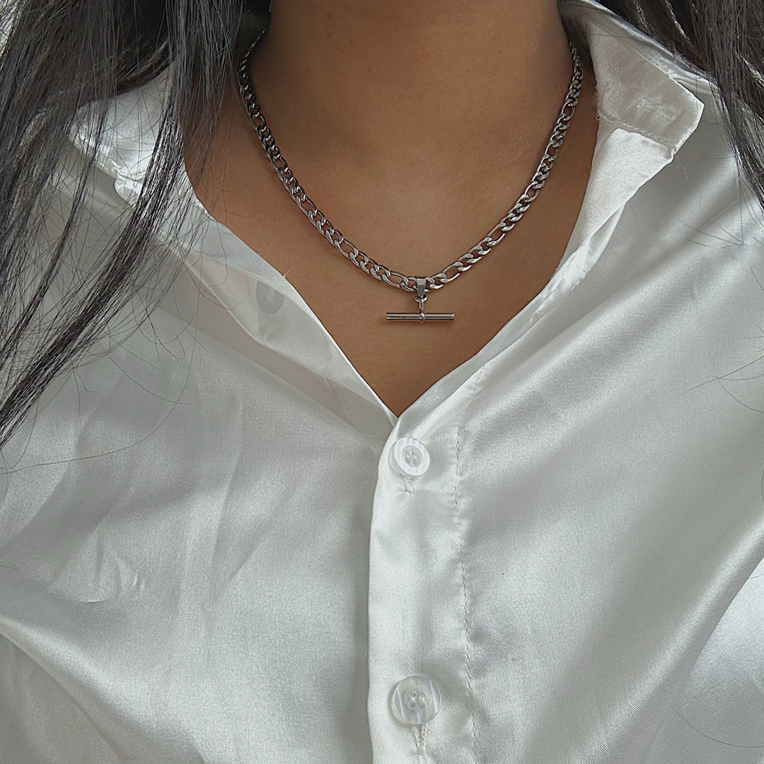 TRIDENT. Silver T Bar Necklace IMPERFECT