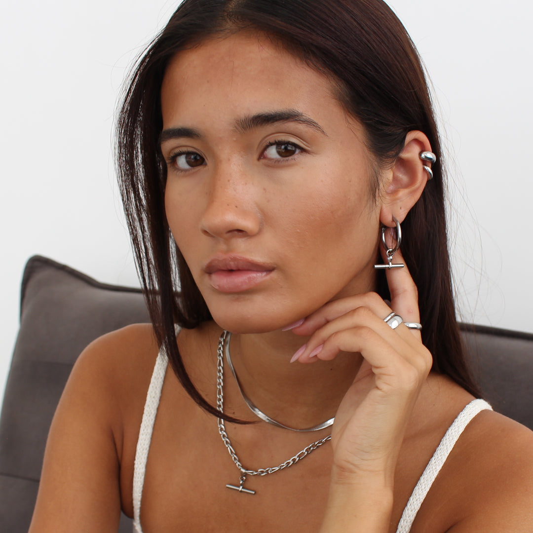 TRIDENT. Silver T Bar Necklace IMPERFECT