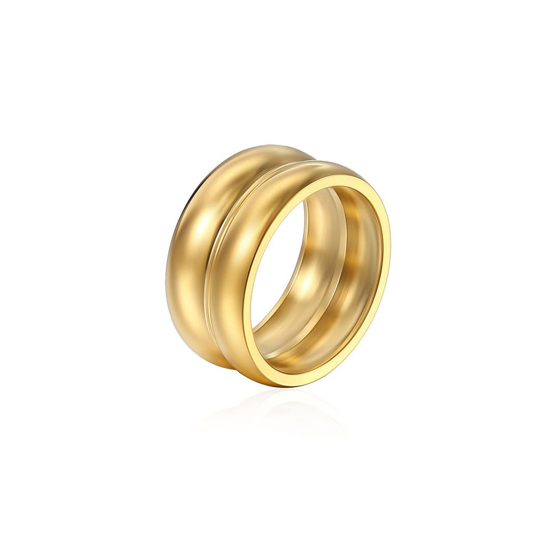 VIKING. Gold Double Barrel Ring