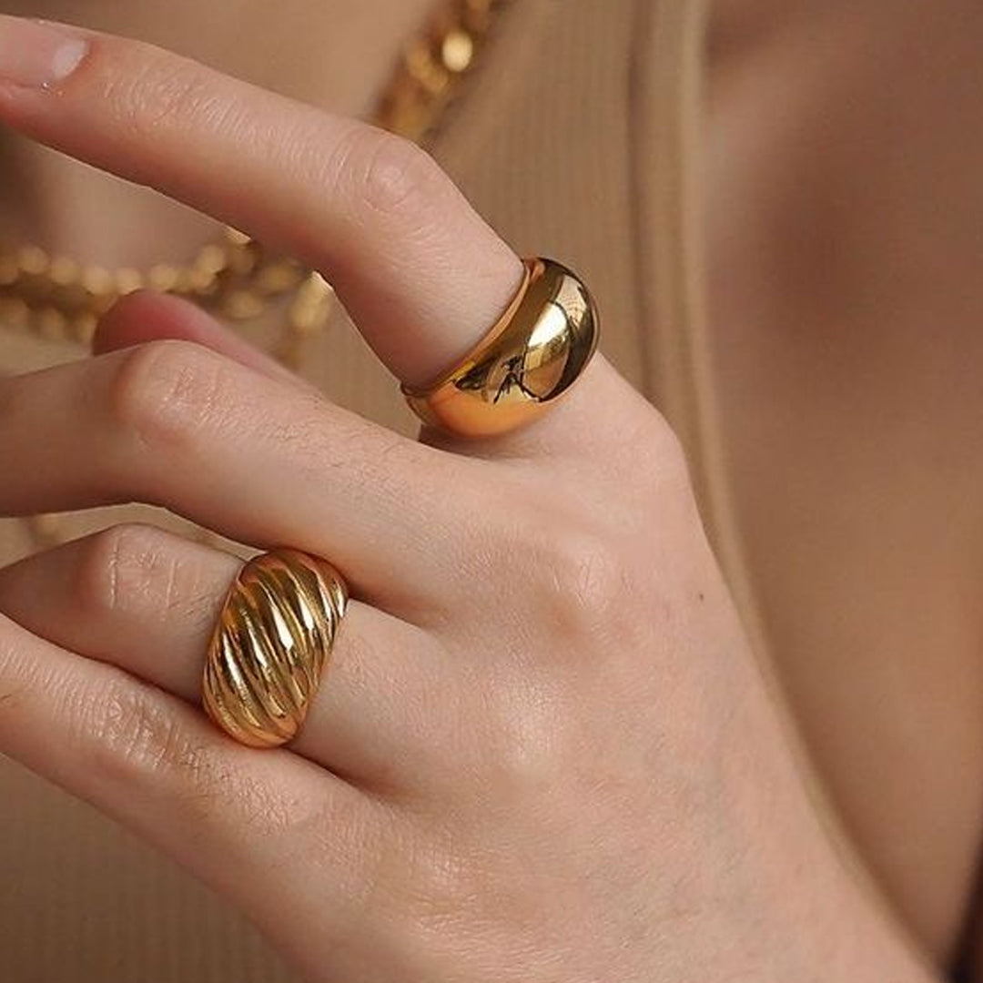 VOGUE. Gold Croissant Dome Ring