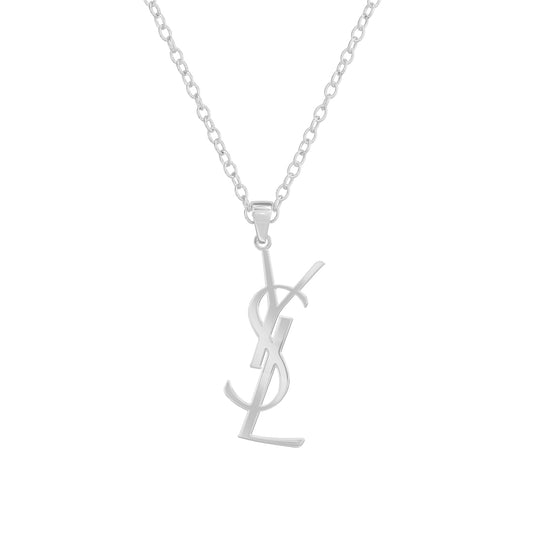 YSL MONOGRAM. Reworked Silver Pendant Necklace