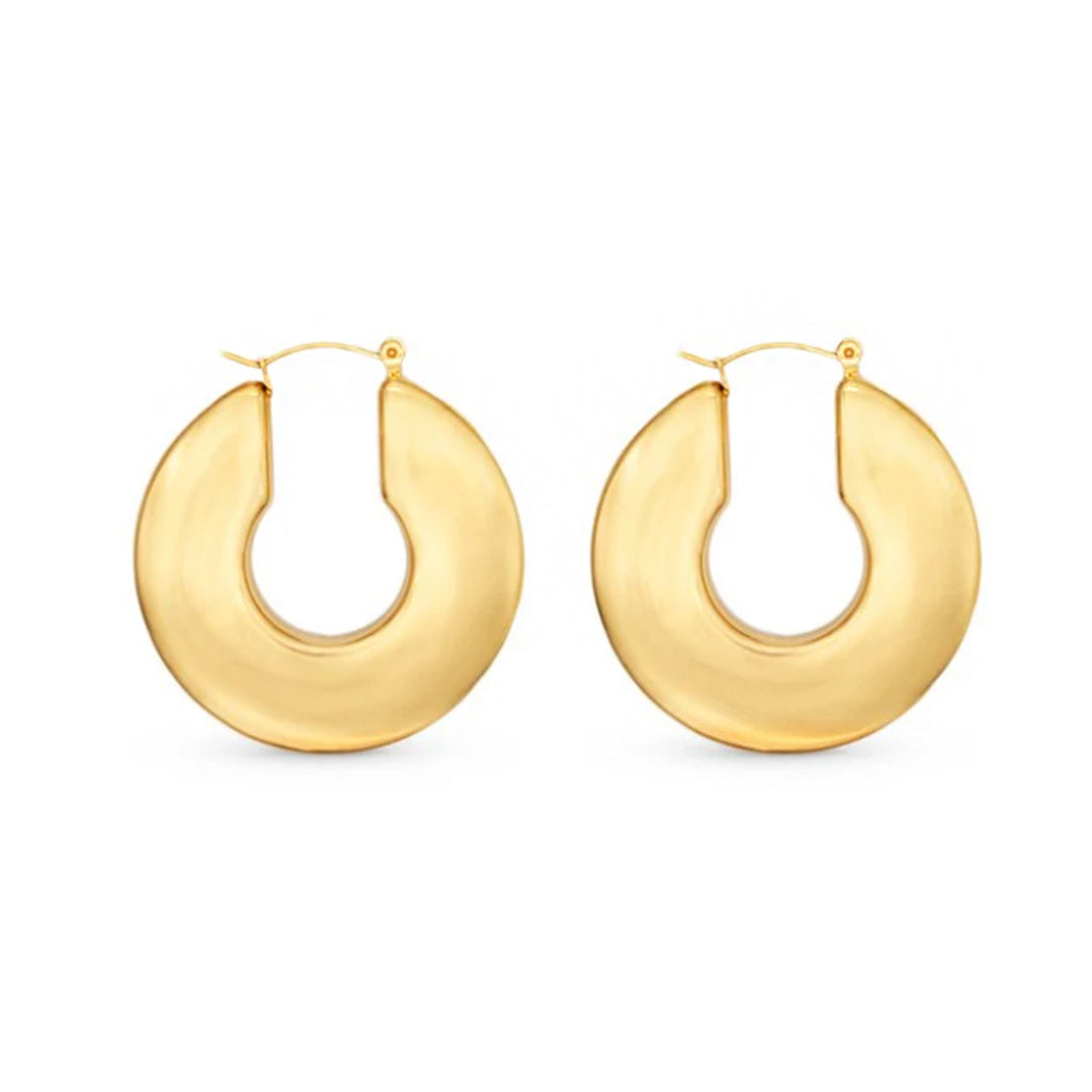 ECLIPSE. Gold Statement Disk Hoop Earrings