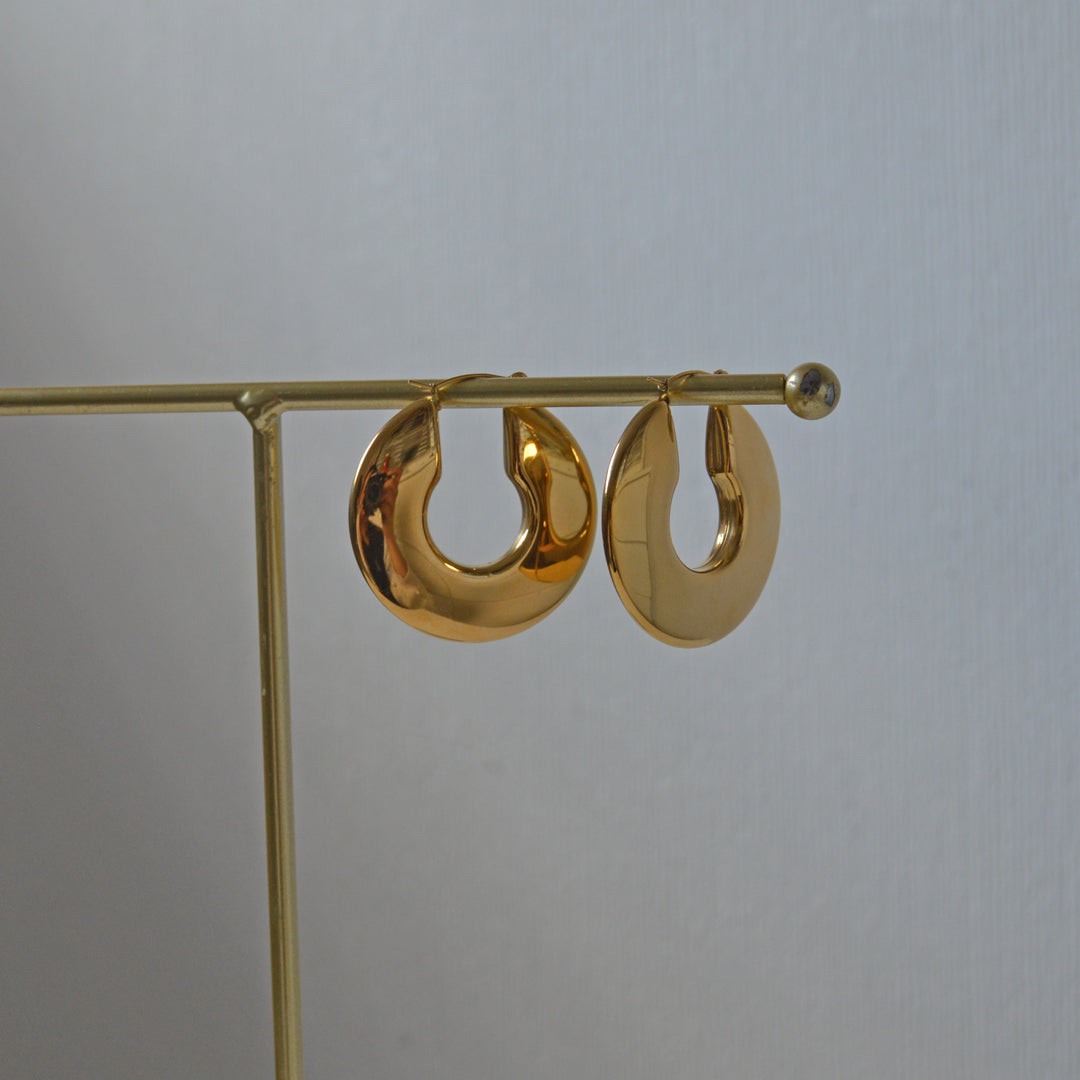 ECLIPSE. Gold Statement Disk Hoop Earrings