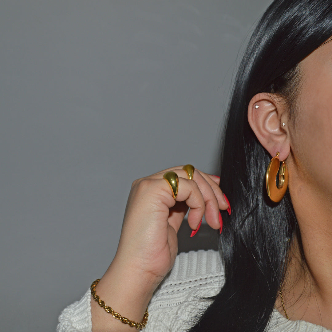 ECLIPSE. Gold Statement Disk Hoop Earrings