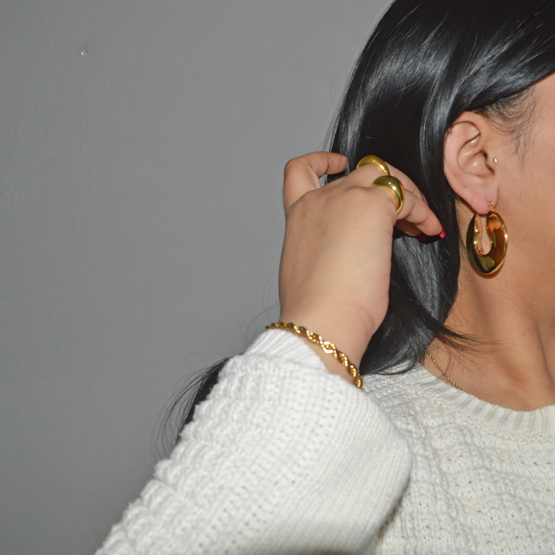 ECLIPSE. Gold Statement Disk Hoop Earrings