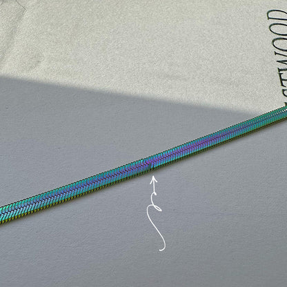 SERPENTINE RHYTHM. Rainbow Snake Chain Necklace IMPERFECT