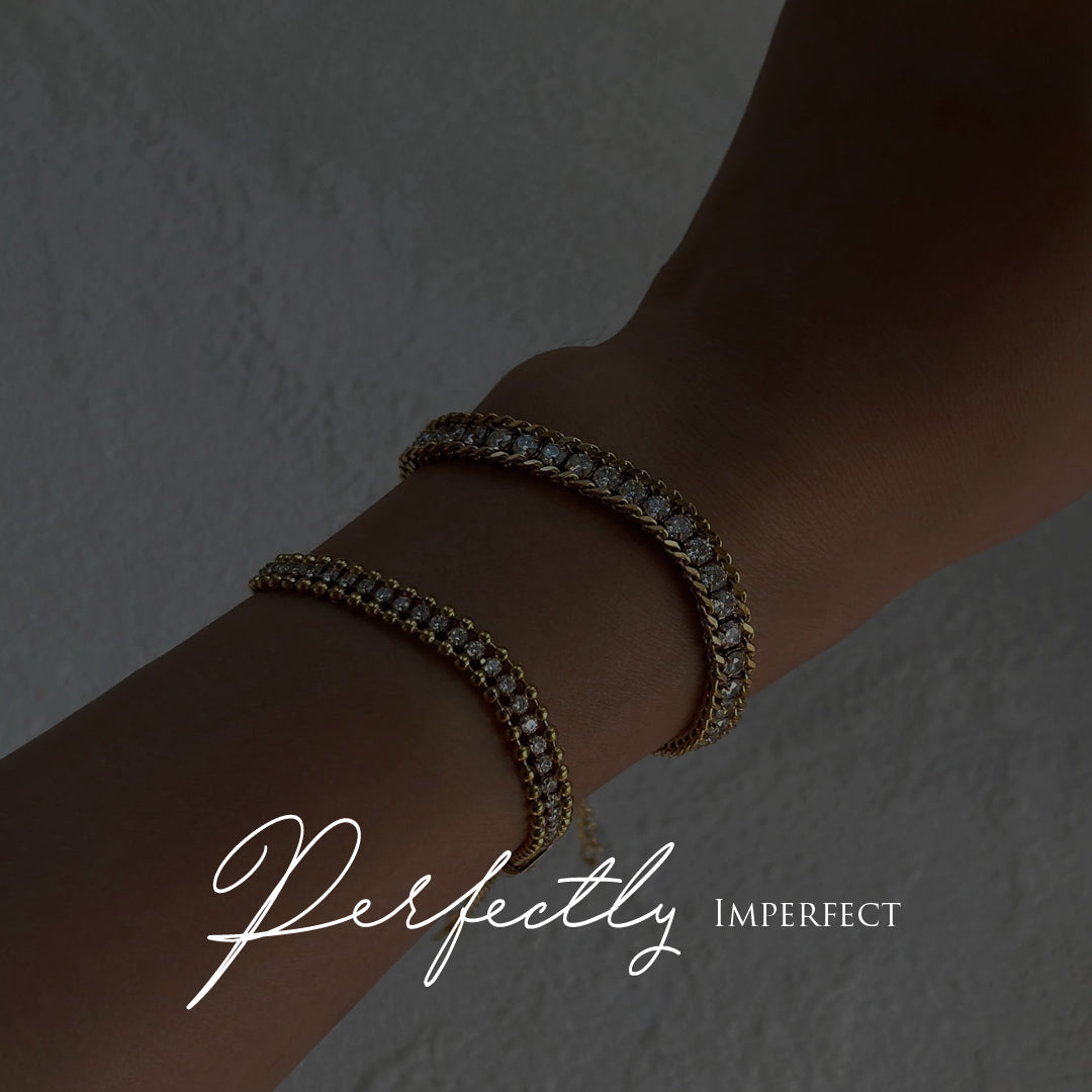 KHALEEJI. Gold Crystal Tennis Bracelet IMPERFECT