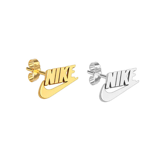 NIKE. Gold and Silver Swoosh Single Stud Earring Set